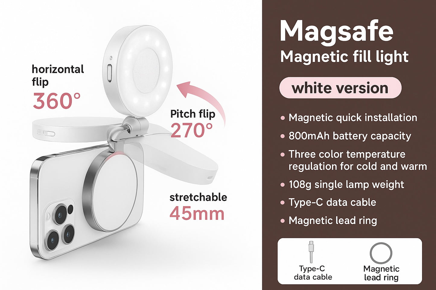 3-in-1 Magnetic LED Selfie Light