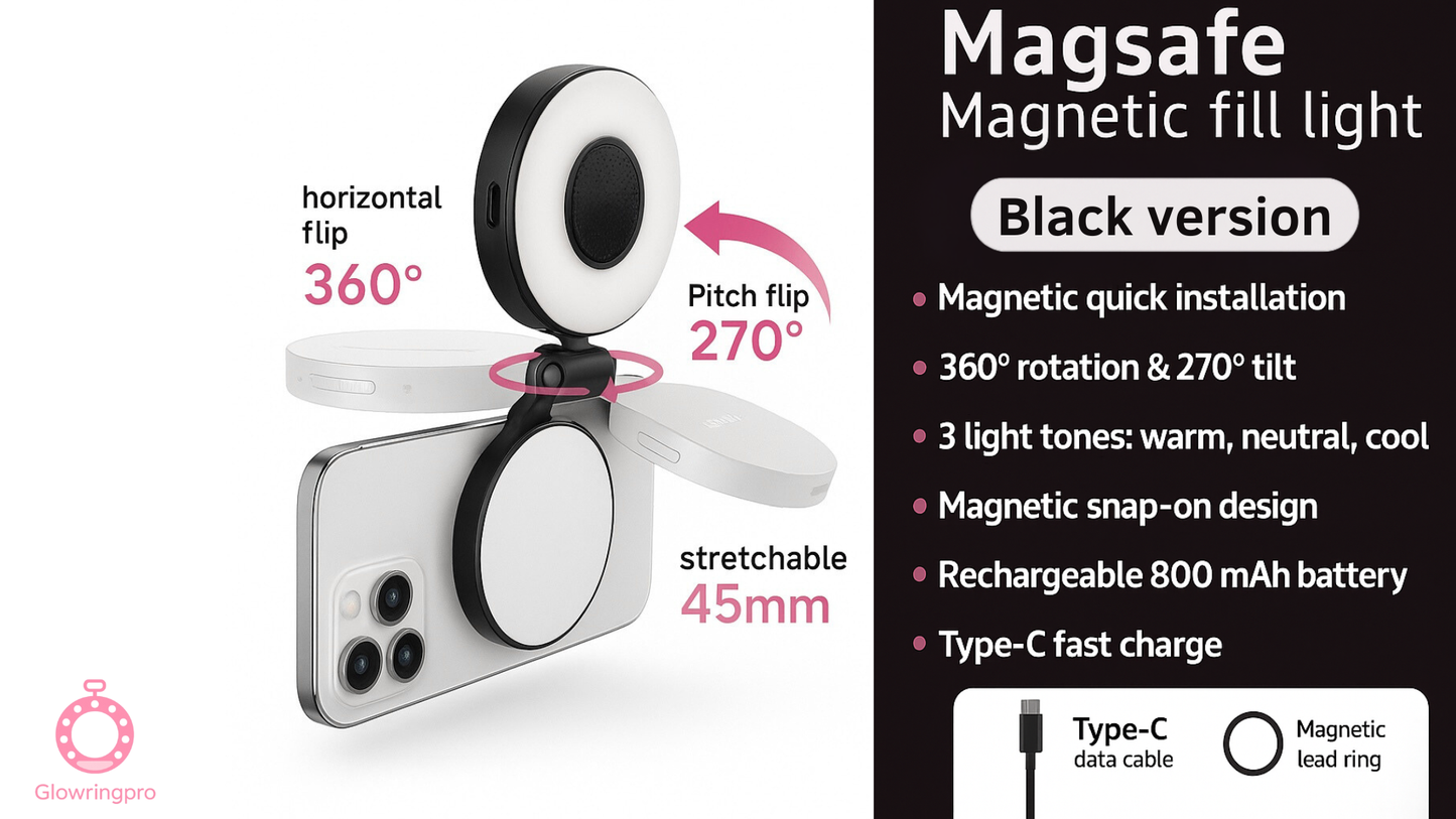 Magnetic 3-in-1 LED Selfie Light