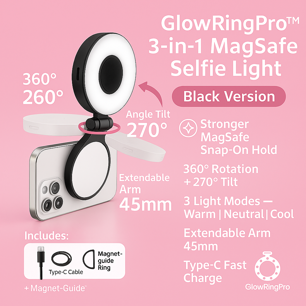 Magnetic 3-in-1 LED Selfie Light
